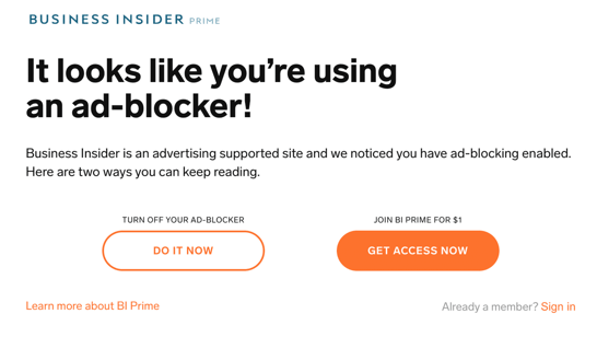 how to request website visitors turn off ad blockers